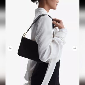 REISS Elegant Black Velvet Shoulder Bag